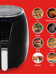 5 Qt. Black Teflon-Free Ceramic Air Fryer With Recipe Book