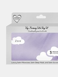 Luxury Satin Pillowcase, Sleep Mask and Scrunchie Set - Lavender