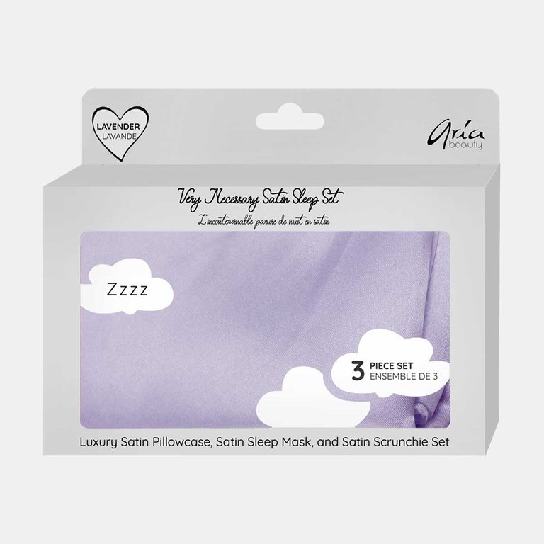 Luxury Satin Pillowcase, Sleep Mask and Scrunchie Set - Lavender