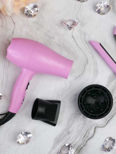 Aria Beauty Pink Hair Tools Travel Set - Mini Blow Dryer & Hair Straightener - CANADA ONLY product