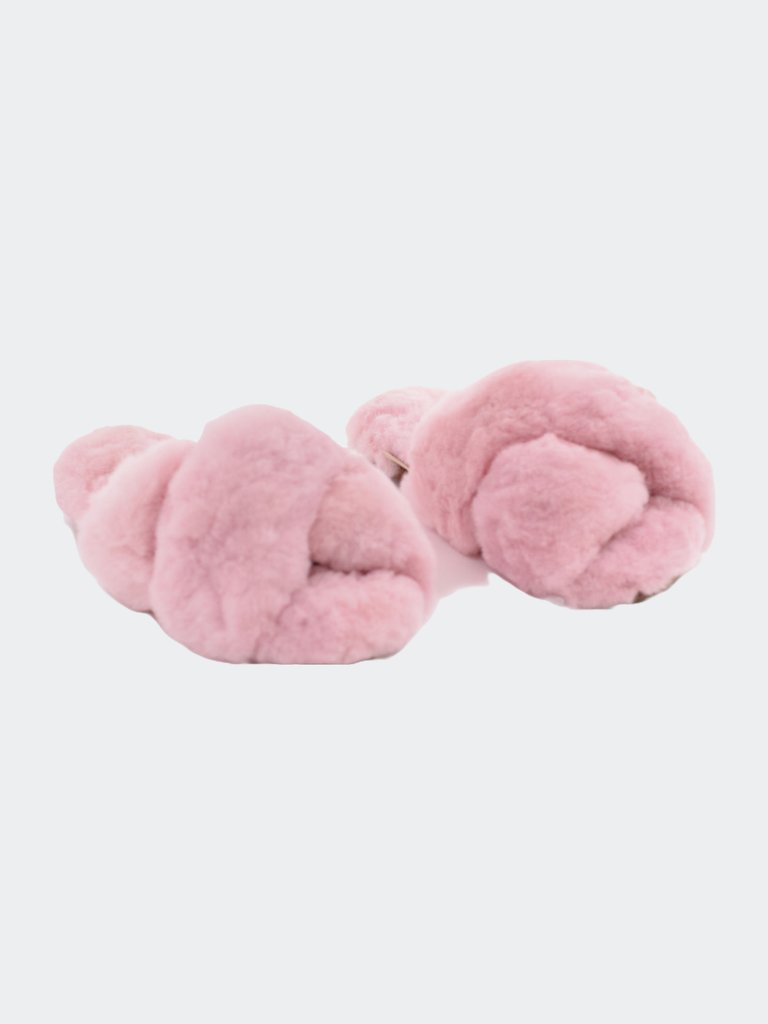 Criss Cross Alpaca Slipper Light Pink - Light Pink