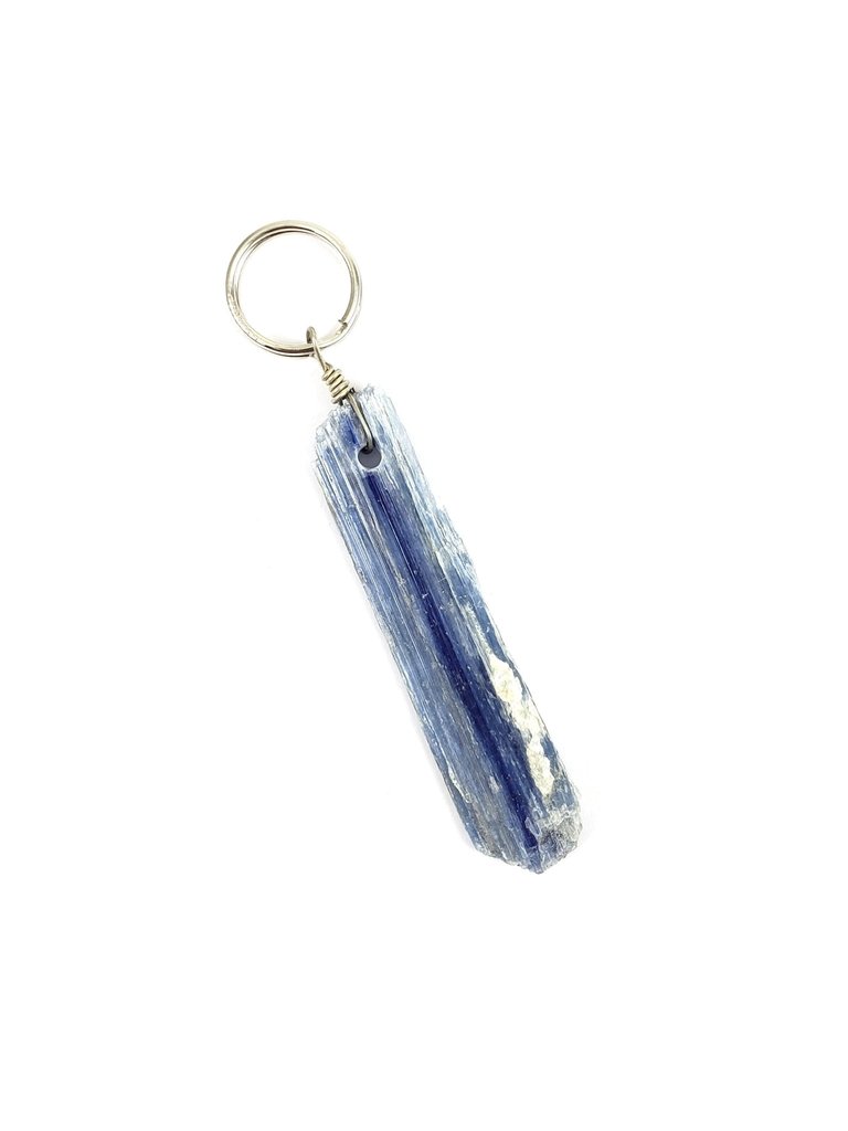 Blue Kyanite Crystal Keychain - Blue