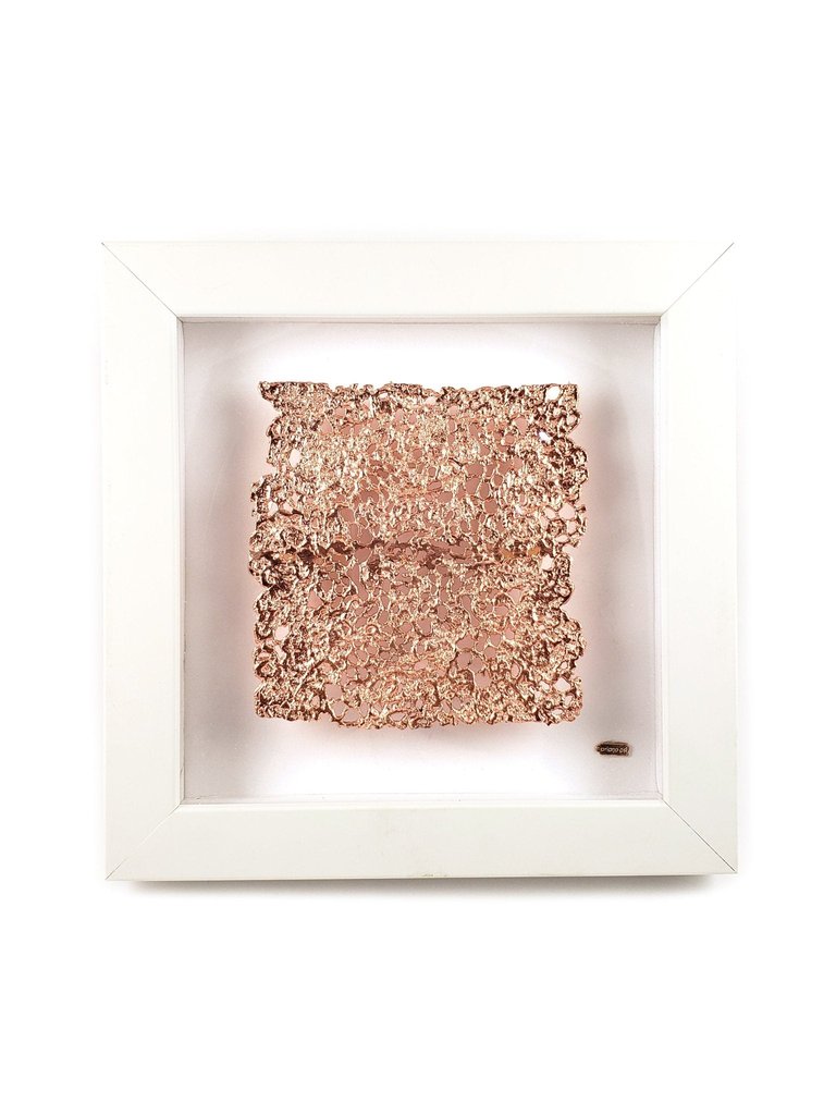 Cast Lace Shadow Box Metal Wall Art - Rose Gold