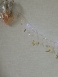 Celestial Moon And Star Garland With String Lighting