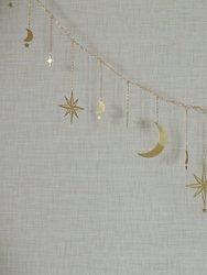 Celestial Moon And Star Garland With String Lighting