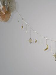 Celestial Moon And Star Garland With String Lighting