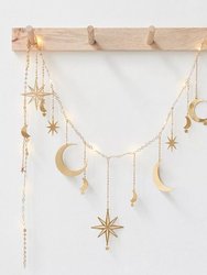 Celestial Moon And Star Garland With String Lighting