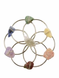 Chakra Balancing Flower of Life Healing Crystal Grid - Silver