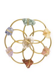 Chakra Balancing Flower of Life Healing Crystal Grid - Gold