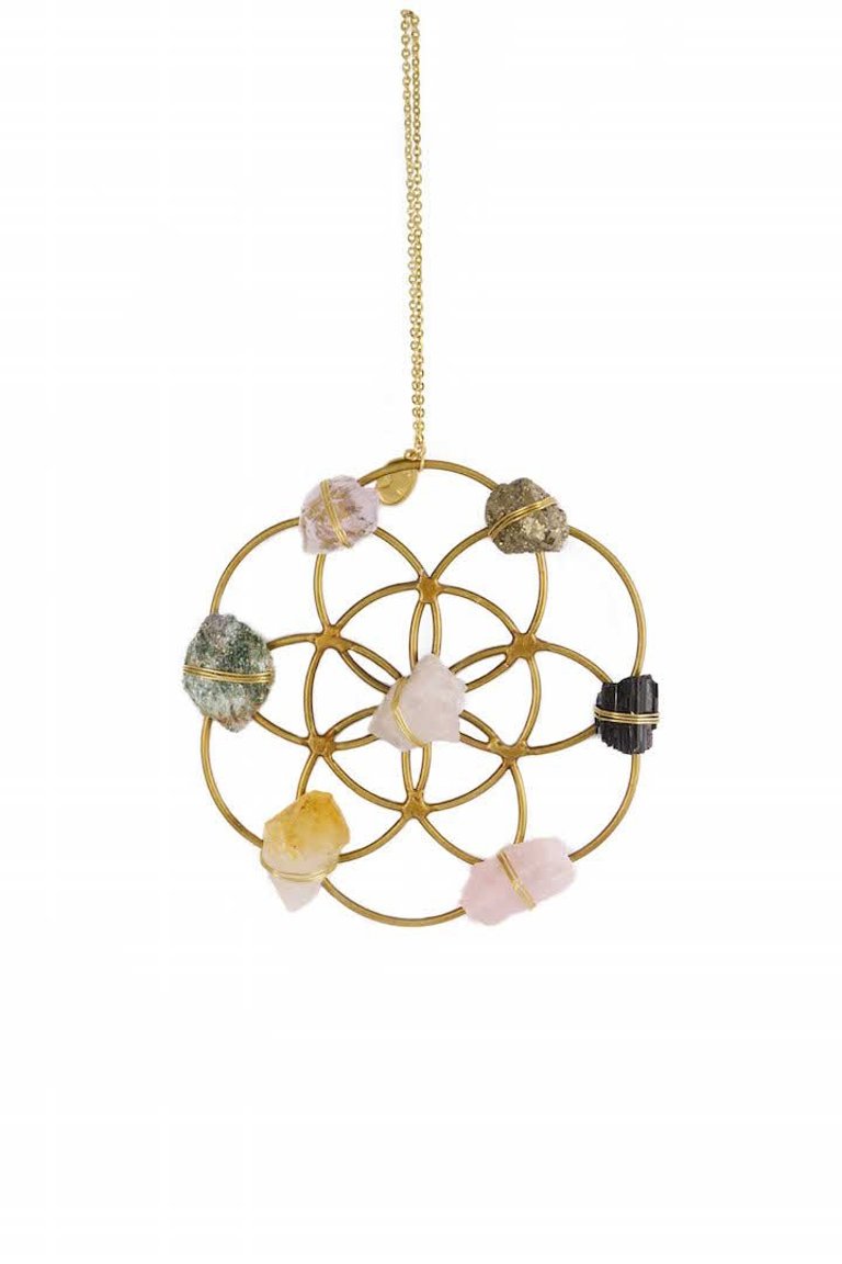 Crystal Grid Flower Of Life Ornament - Gold
