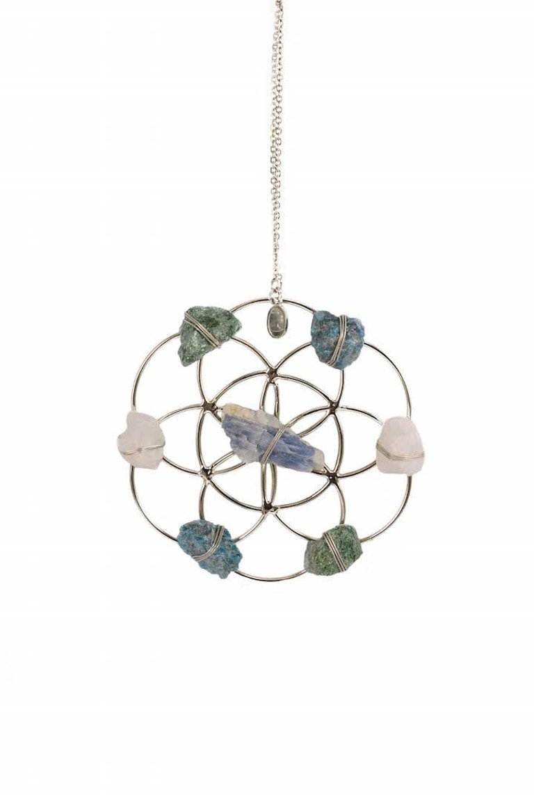 Crystal Grid Flower Of Life Ornament - Silver