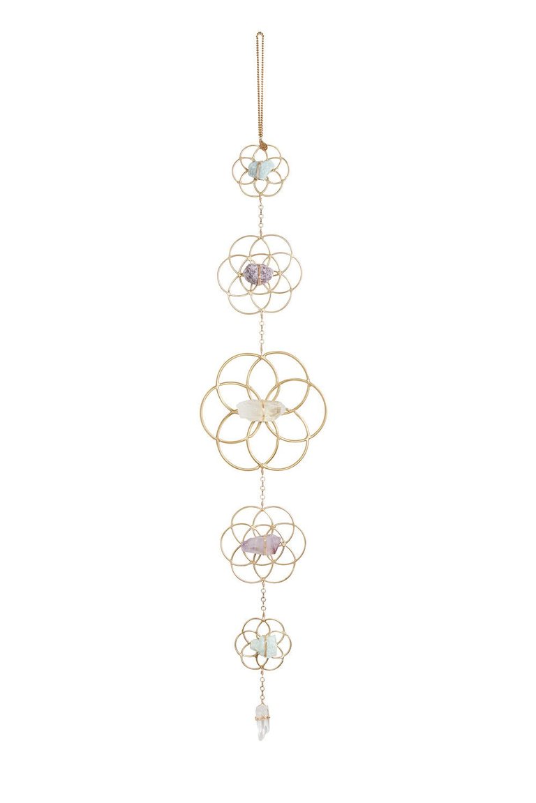 Crystal Grid Flower of Life Wall Hanging - Rose Gold