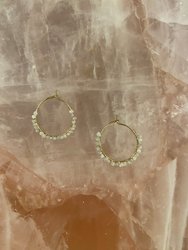 Delicate Rough Diamond Hoop Earrings - Gold