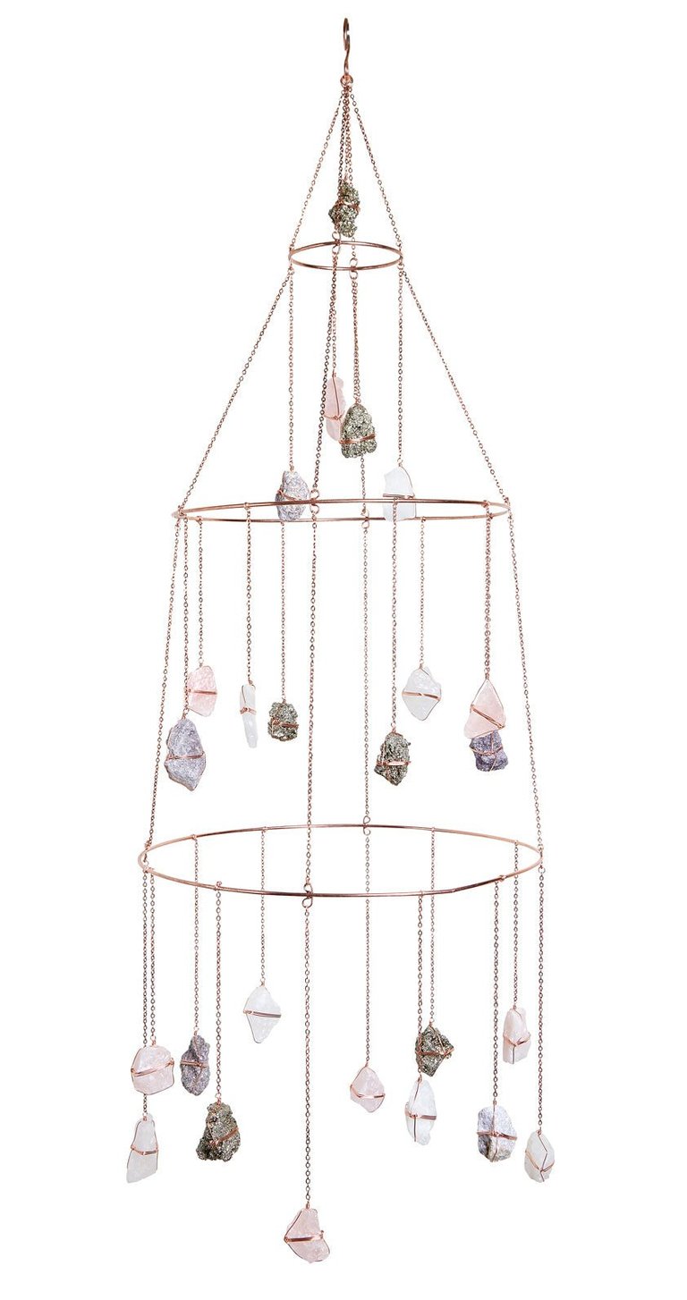 Ethereal Mixed Healing Crystal Chandelier - Gold