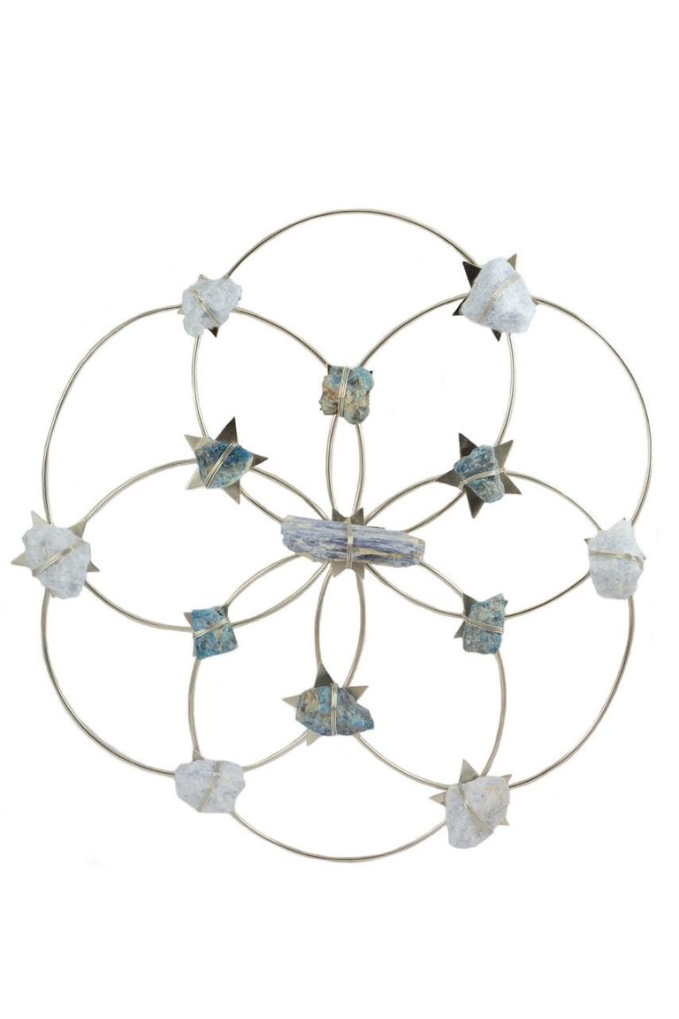 Flower of Life Crystal Grid - Tranquility- Silver Blue Ombre - Blue