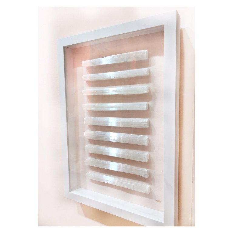 Framed Selenite Wall Art - White