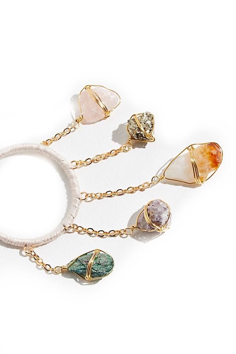 Healing Crystal Garland Earrings - Gold