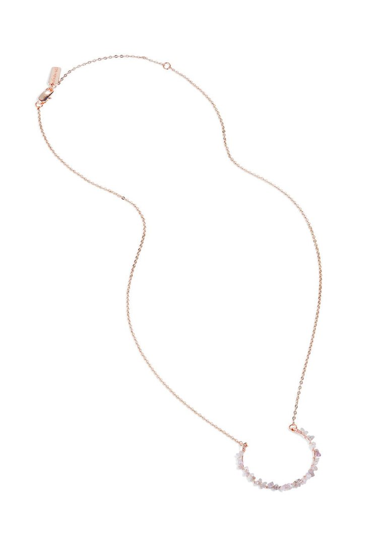Horseshoe Pink Rough Diamond Rose Gold Necklace - Rose Gold