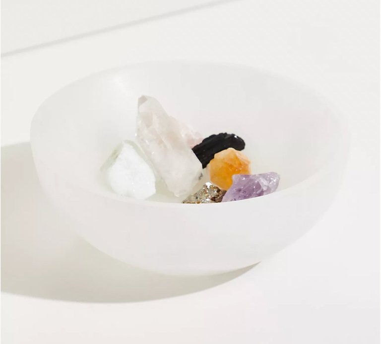Large Polished Selenite Charging Crystal Bowl - White
