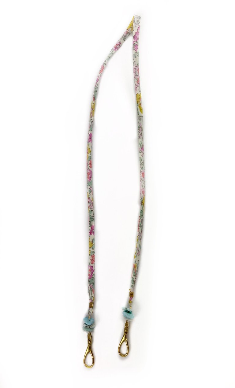 Mask Chain - Liberty Floral Fabric and Larimar Healing Crystal
