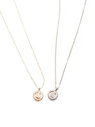 Moon North Star Pendant Necklace - Gold