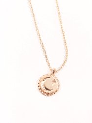 Moon North Star Pendant Necklace - Rose Gold