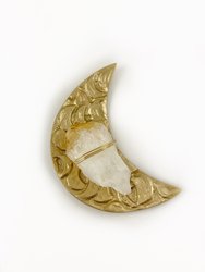 Moon Phase Dish with Citrine Healing Crystal - Gold