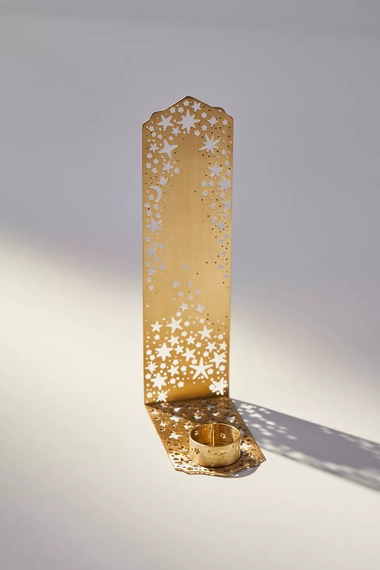 Reflective Twinkling Star Candle Holder - Gold