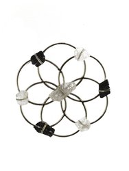 Small Flower of Life Healing Crystal Grid - Silver Black & White