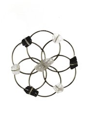 Small Flower of Life Healing Crystal Grid - Silver Black & White - silver black white