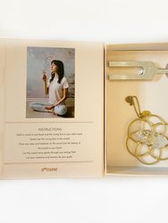 Sound Healing Crystal Kit - Earth Tuning Fork and Super Mini Flower of Life Clear Quartz Crystal Grid Set