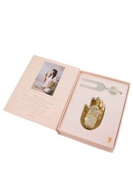 Sound Healing Crystal Kit - Tuning Fork and Hand Crystal Dish Set - Gold/Quartz/Moon