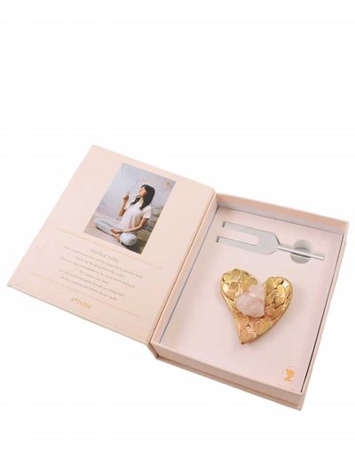 Ariana Ost Sound Healing Crystal Kit - Tuning Fork and Heart Crystal Dish Set - Rose Quartz product