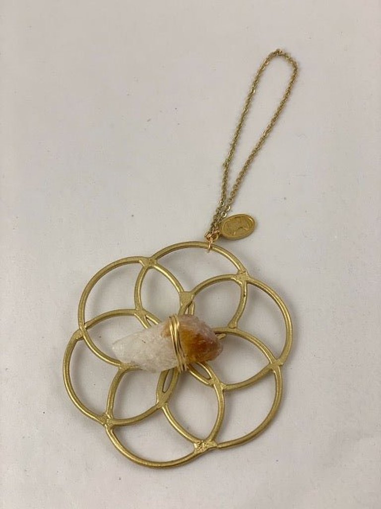 Super Mini Grid Flower Of Life Ornament Citrine