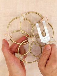 Tuning Fork & Rose Quartz And Quartz Crystal Grid Instrument Set For Sound Healing - Brass Rose Quartz & Quartz With Jupiter Tuning Fork