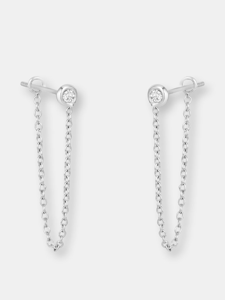 Bezel-Set Diamond Chain Earrings (1" drop)