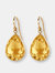 Citrine Pear Shape Earrings - Yellow gold