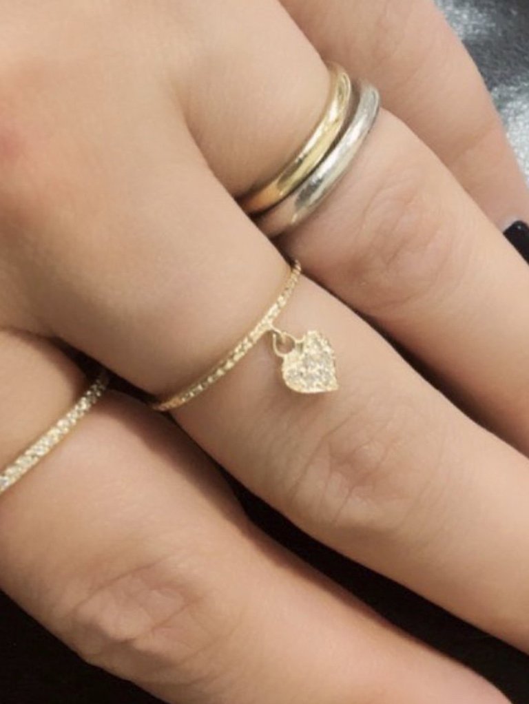 Diamond Dangle Heart Ring