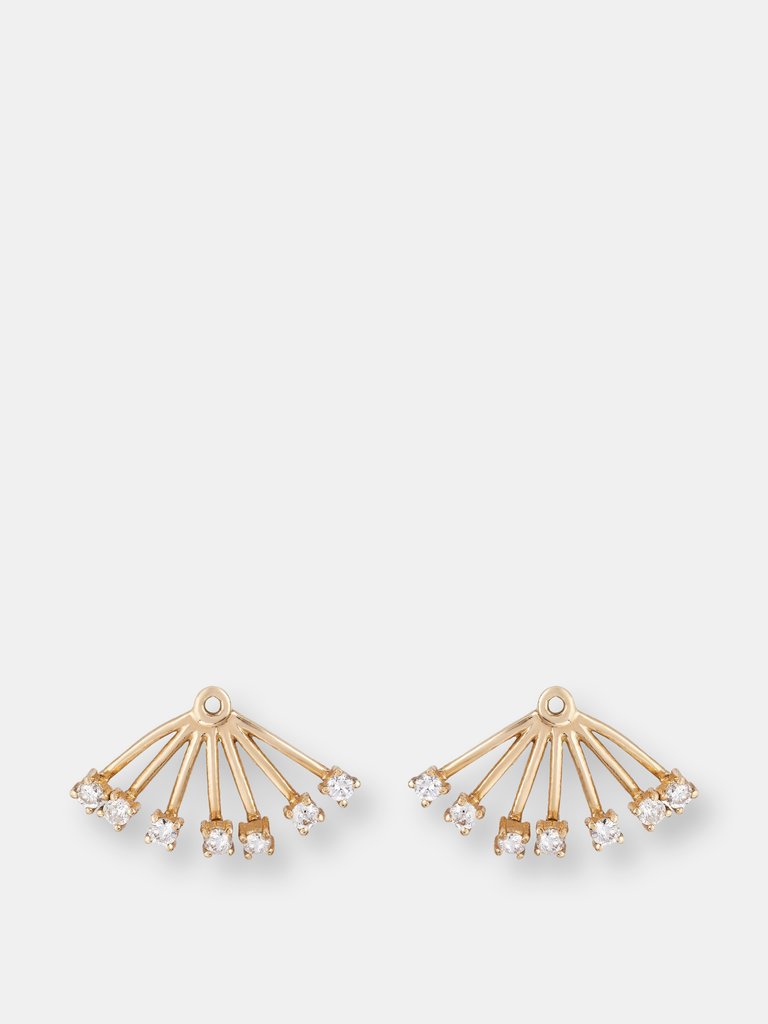 Diamond Ear Jackets (Large) - White Gold