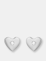 Diamond Gold Heart Studs - Rose Gold