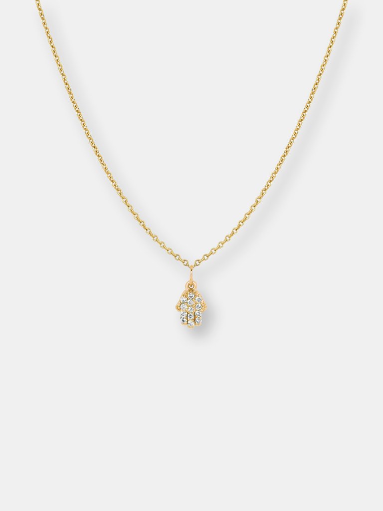 Diamond Hamsa Necklace (Small) - Yellow Gold