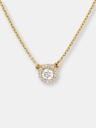 Diamond Solitaire With Pave Diamonds Necklace