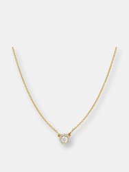 Diamond Solitaire With Pave Diamonds Necklace - Yellow Gold