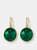 Green Agate Lollipop Earrings - White Gold