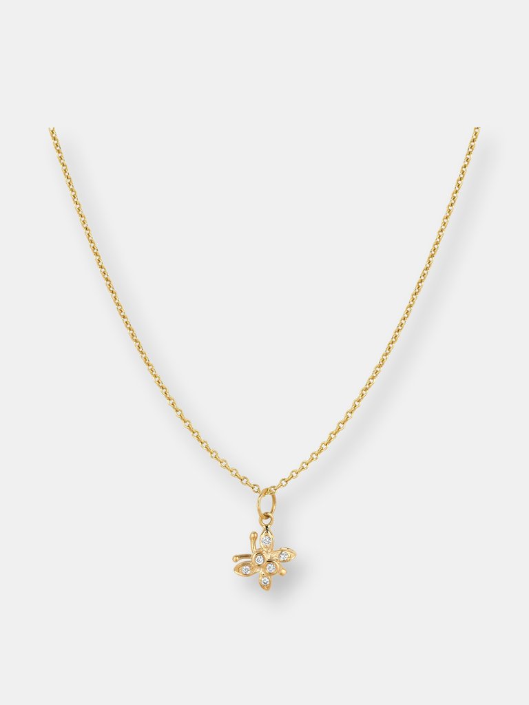 Mini Hanging Diamond Butterfly Necklace - Yellow Gold