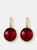 Red Agate Lollipop Earrings - White Gold