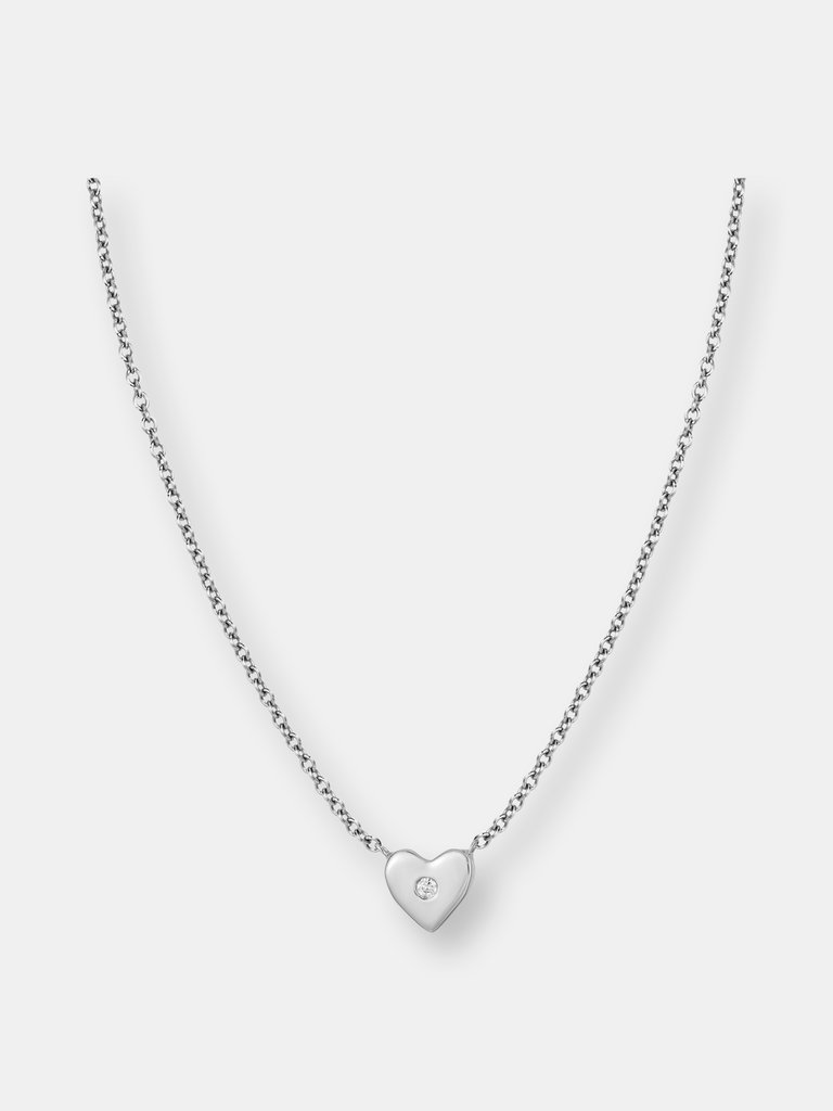 Single Diamond Gold Heart Necklace - Rose Gold