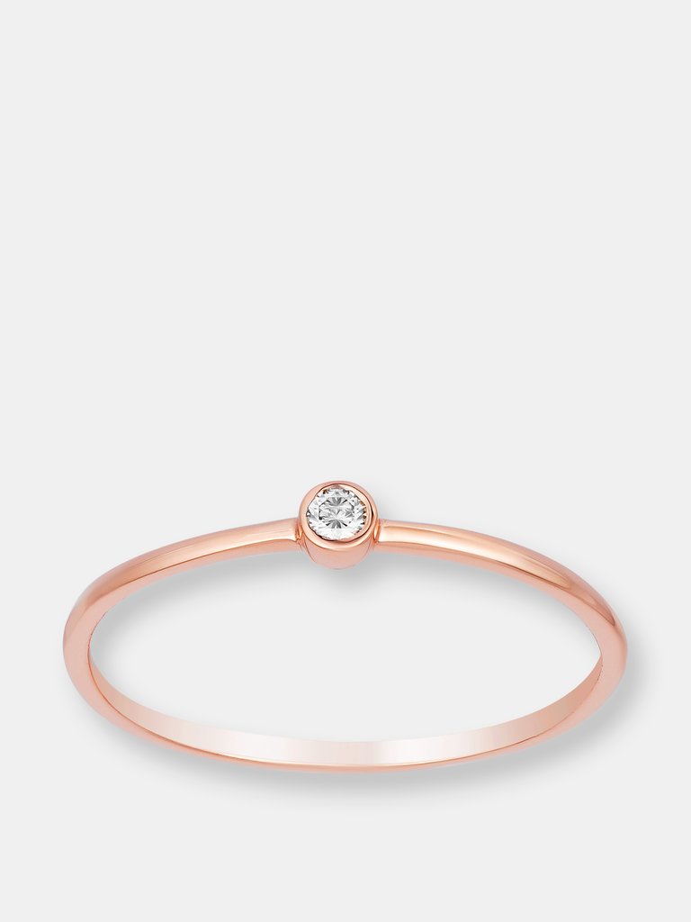 Single Diamond Rose Gold Ring - Rose Gold