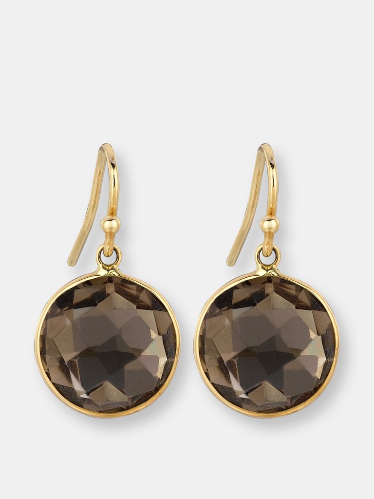 Smokey Topaz Lollipop Earrings - White Gold