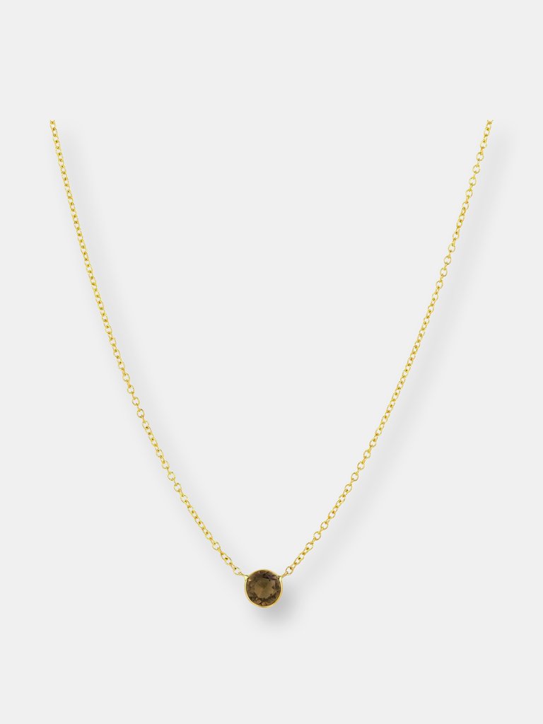 Smokey Topaz Solitaire Necklace